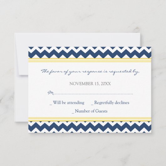 Carte Mariage Lemon Blue Chevron RSVP (Devant)