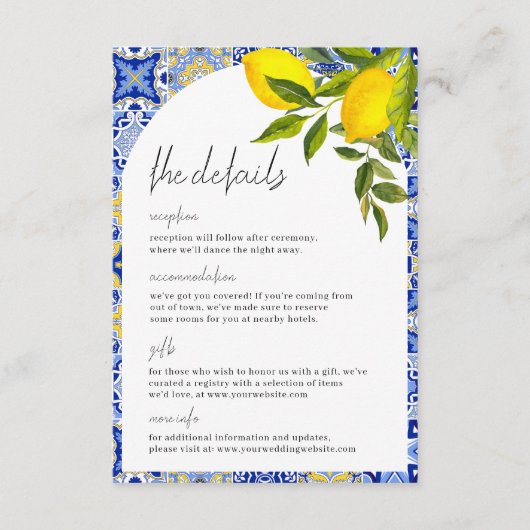 Carte Mariage Lemon Mediterranean Boho Arch (Devant)