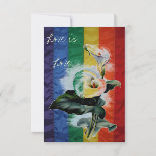 Carte MARIAGE LGBT Rainbow Vintage Botanique Calla Lily