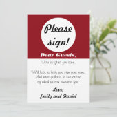 Carte Mariage Livre d'hôtes Signer Rouge Blanc Pois (Debout devant)