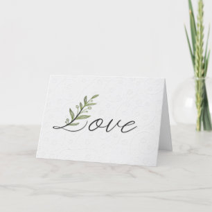 Carte Mariage Love Leaf Sur Embossé Blanc