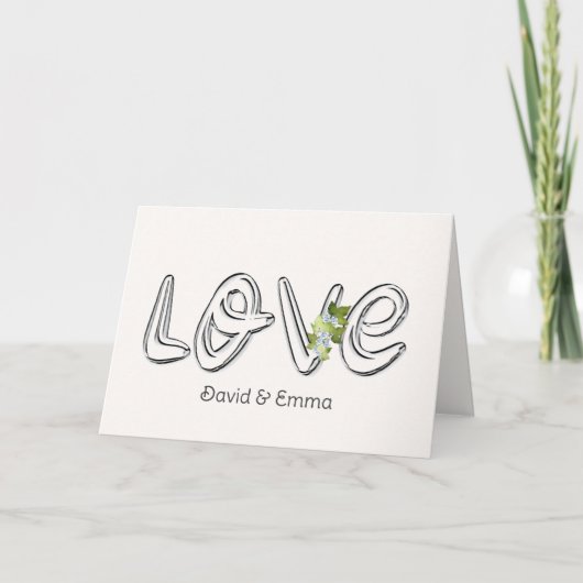 Carte Mariage Love Texte Avec Vin Fleur (Devant)