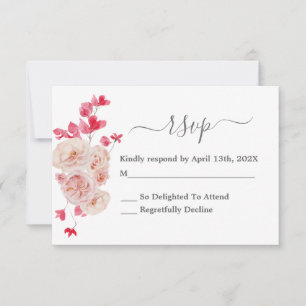 Carte mariage Magenta Pink Floral RSVP