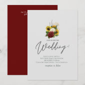 Carte Mariage manuscrit de fleurs de soleil de Bourgogne (Devant / Derrière)