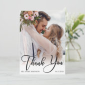 Carte Mariage manuscrit moderne 2 Merci photo (Debout devant)