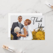 Carte Mariage manuscrit moderne 2 Merci photo (Devant/Arrière en situation)