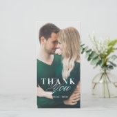 Carte Mariage Marbre blanc Merci (Debout devant)