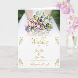 Carte Mariage - mariée avec un bouquet de mariage coloré