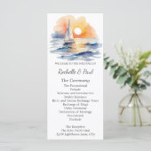 Carte Mariage marin de l'aquarelle Sunset Seascape (Debout devant)