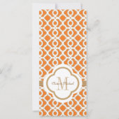 Carte Mariage marocain doré orange brodé de monogramme d (Dos)