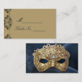 Carte Mariage Masquerade Marine et Or (Devant / Derrière)