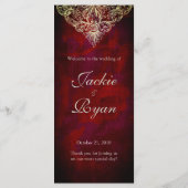 Carte mariage Menu Rouge Rose Jardin Noël (Dos)