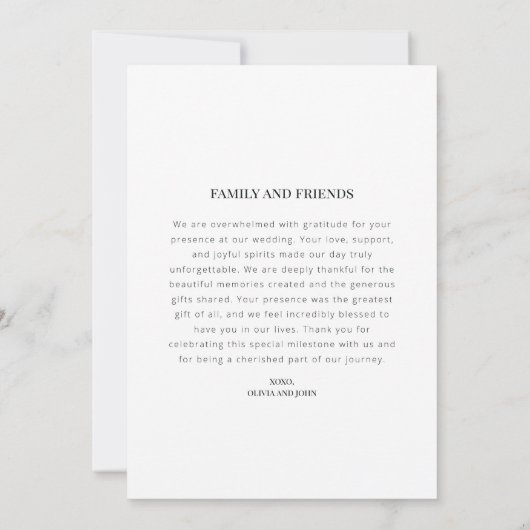 Carte Mariage Merci avec photo et message (Dos)