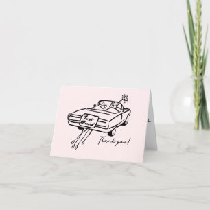 Carte mariage Merci avec voiture mariée