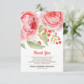 Carte Mariage Merci Floral Aquarelle (Debout devant)