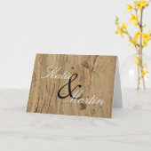 Carte Mariage Merci naturel Woodgrain Photo Rustique (Fleur jaune)