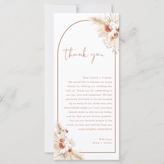 Carte Mariage Merci Note, Boho Napkin Merci Note (Devant)