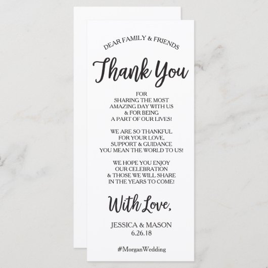 Carte mariage Merci Place - Hello Script (Devant / Derrière)