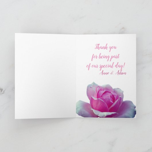 Carte Mariage Merci rose (Intérieur)