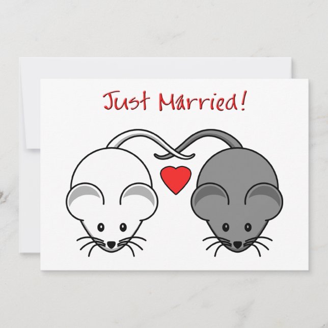 Carte Mariage Mice noir blanc marié (Devant)