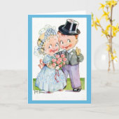 Carte Mariage mignonne, Mariée Vintage modifiée et (Fleur jaune)