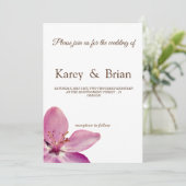 Carte Mariage minimale rose en fleurs florales (Debout devant)