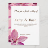 Carte Mariage minimale rose en fleurs florales (Devant / Derrière)