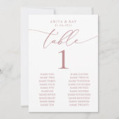 Carte Mariage minimaliste Dusty Rose | Table personnalis (Devant)