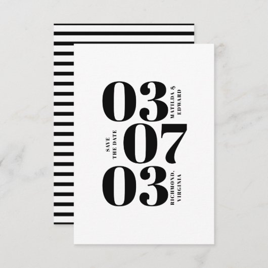 Carte Mariage minimaliste moderne, graphique enregistrer (Devant / Derrière)