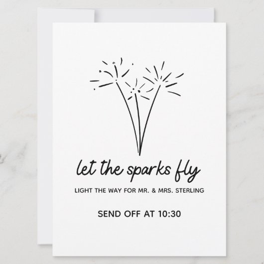Carte Mariage minimaliste moderne Sparkler Envoi (Devant)