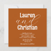 Carte Mariage minimaliste Orange Burnt (Devant)