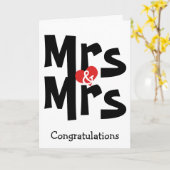 Carte Mariage Mme et Mme Félicitations Noir Blanc (Fleur jaune)