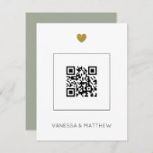 Carte Mariage moderne à budget avec code QR Sage tout-en (Devant / Derrière)