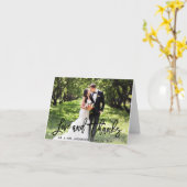 Carte Mariage Moderne Brush Script Aimer et Merci Note (Fleur jaune)