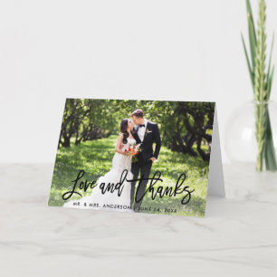 Carte Mariage Moderne Brush Script Aimer et Merci Plier