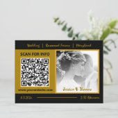 Carte Mariage moderne, Code QR, Photo, Noir / Or (Debout devant)