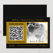 Carte Mariage moderne, Code QR, Photo, Noir / Or (Devant / Derrière)