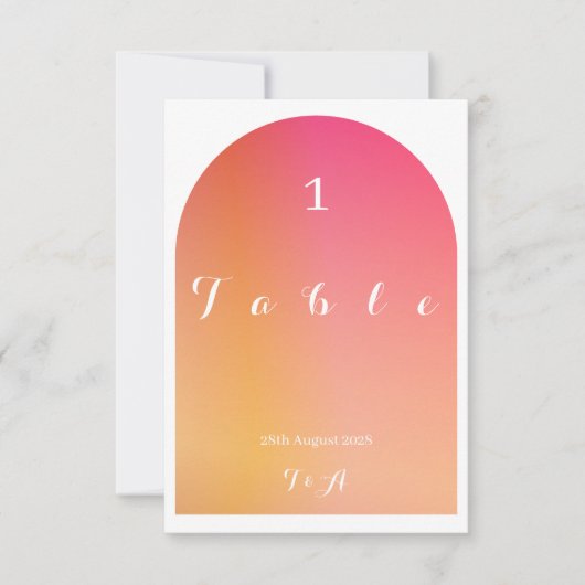 Carte Mariage moderne de luxe Boho Arch Sunset Ombre mod (Devant)