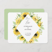 Carte Mariage moderne de Sunflowers Spray Enregistrer la (Devant / Derrière)