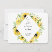 Carte Mariage moderne de Sunflowers Spray Enregistrer la (Devant)