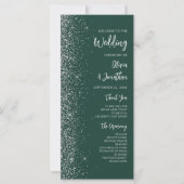 Carte Mariage Moderne Écriture Pailletée Vert Émeraude A (Devant)