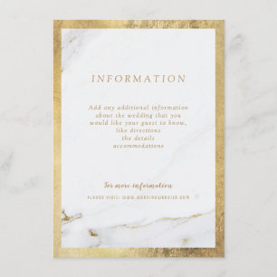 Carte mariage moderne en marbre d'or Faux