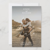 Carte Mariage moderne Enregistrer la date Photos Calligr (Devant)