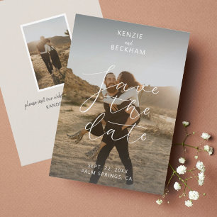 Carte Mariage moderne Enregistrer la date Photos Calligr