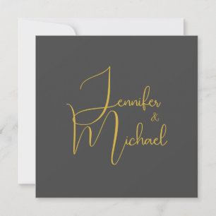 Carte Mariage Moderne Minimaliste Plain Calligraphie Nom