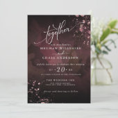 Carte MARIAGE | Moderne Moody Bourgogne Dusty Rose Jaspé (Debout devant)