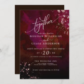 Carte MARIAGE | Moderne Moody Ruby Red Gemstone Jaspé (Devant / Derrière)