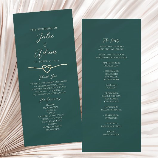 Carte Mariage Moderne Or et Vert Émeraude