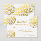 Carte Mariage moderne or floral moderne RSVP (Devant / Derrière)