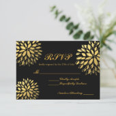 Carte Mariage moderne or floral moderne RSVP (Debout devant)